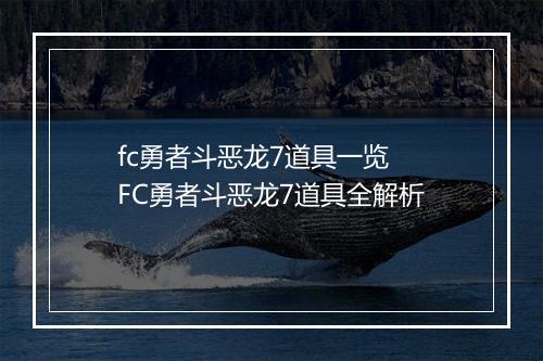 fc勇者斗恶龙7道具一览　FC勇者斗恶龙7道具全解析